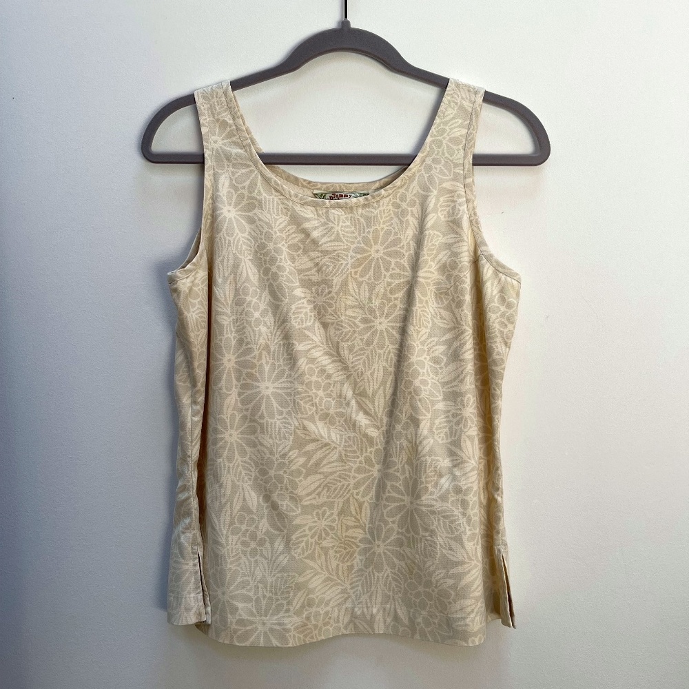 TOMMY BAHAMA Beige Silk Floral Tank Size S